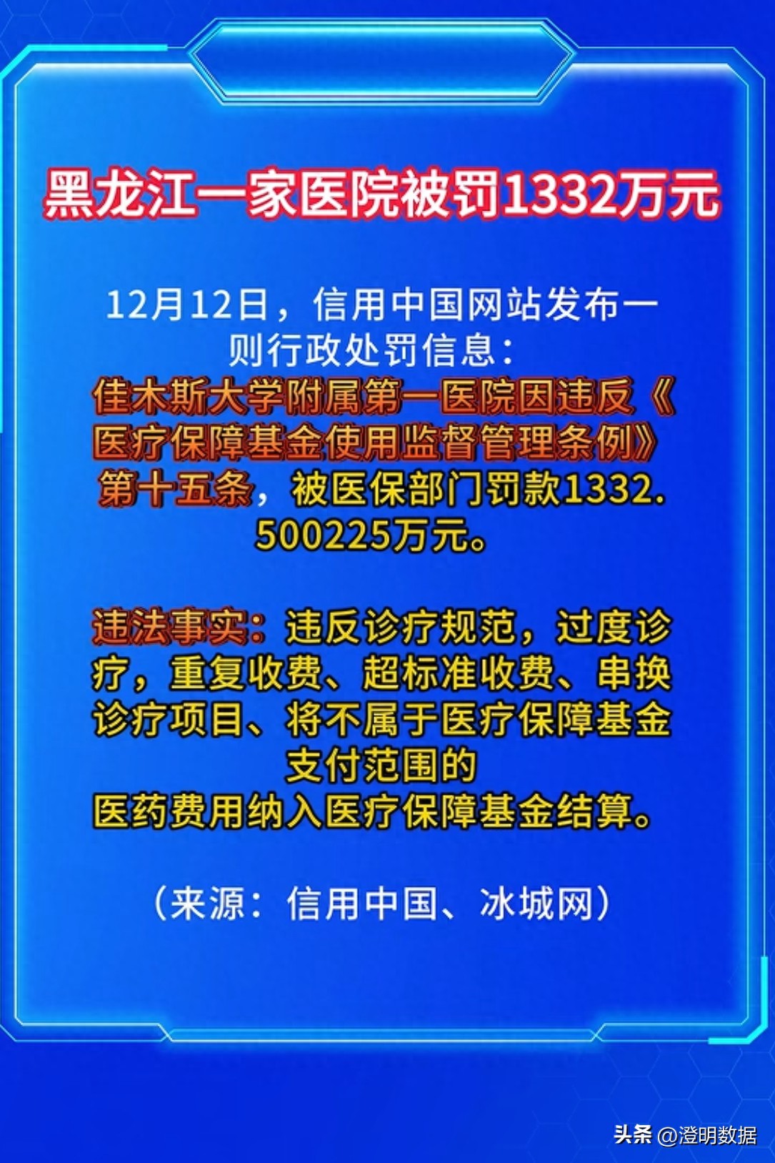 违反医疗保障基金使用监督管理条例_佳木斯附属第二医院_佳木斯大学附属第一医院1332万医保罚款